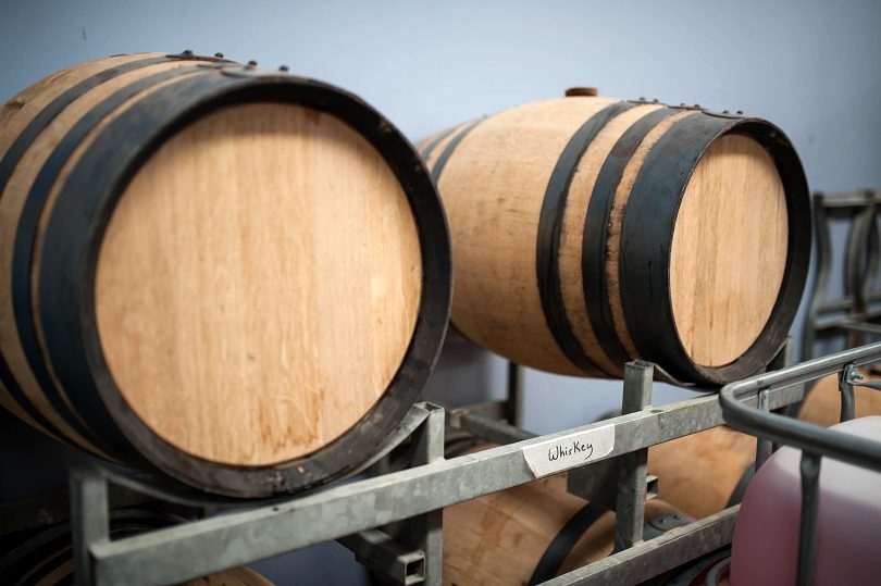Whiskey barrels.