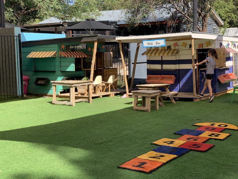 Cubby houses and a sensory playground at The Plot at Pialligo Estate