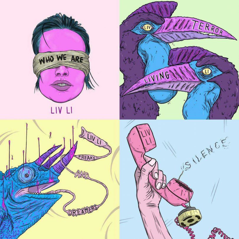 The artwork of LIV LI's trilogy of songs released this year.