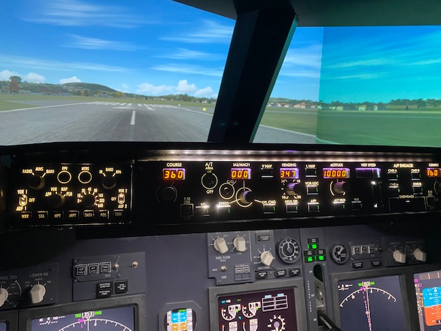 Interior of cockpit at Jet Flight Simulator Canberra.