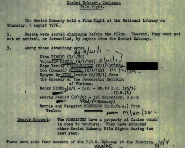 Section of ASIO file on Verity Hewitt.
