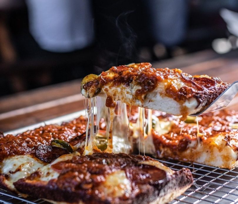 Detroit-style pizza from Grease Monkey