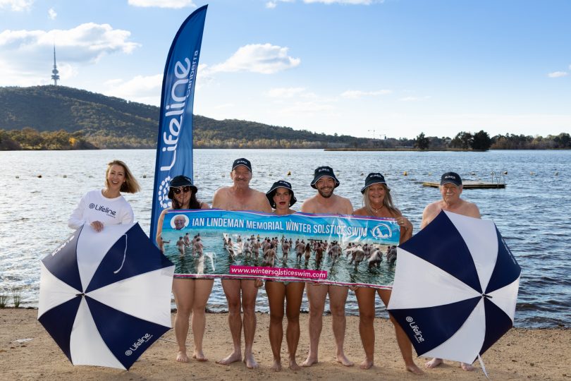 Ian Lindeman Memorial Winter Solstice swim launch at Lake Burley Griffin