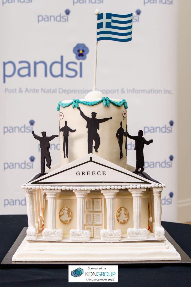 Greek-themed decorative cake