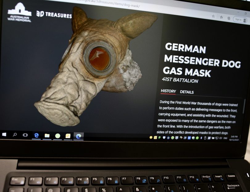 German messenger dog gas mark as part of 3D Treasures online display
