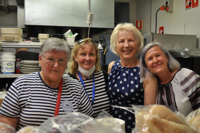 volunteers in kitchen