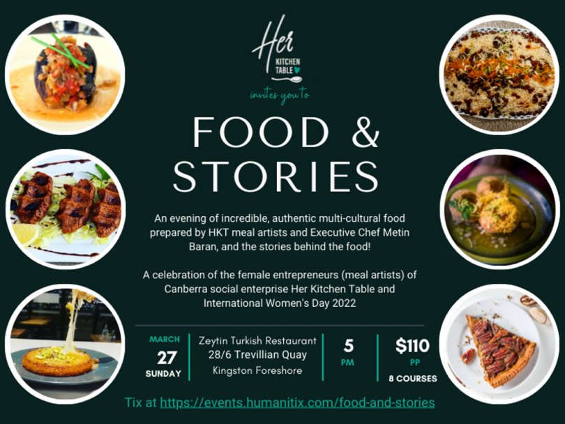 Event flyer for Food and Stories