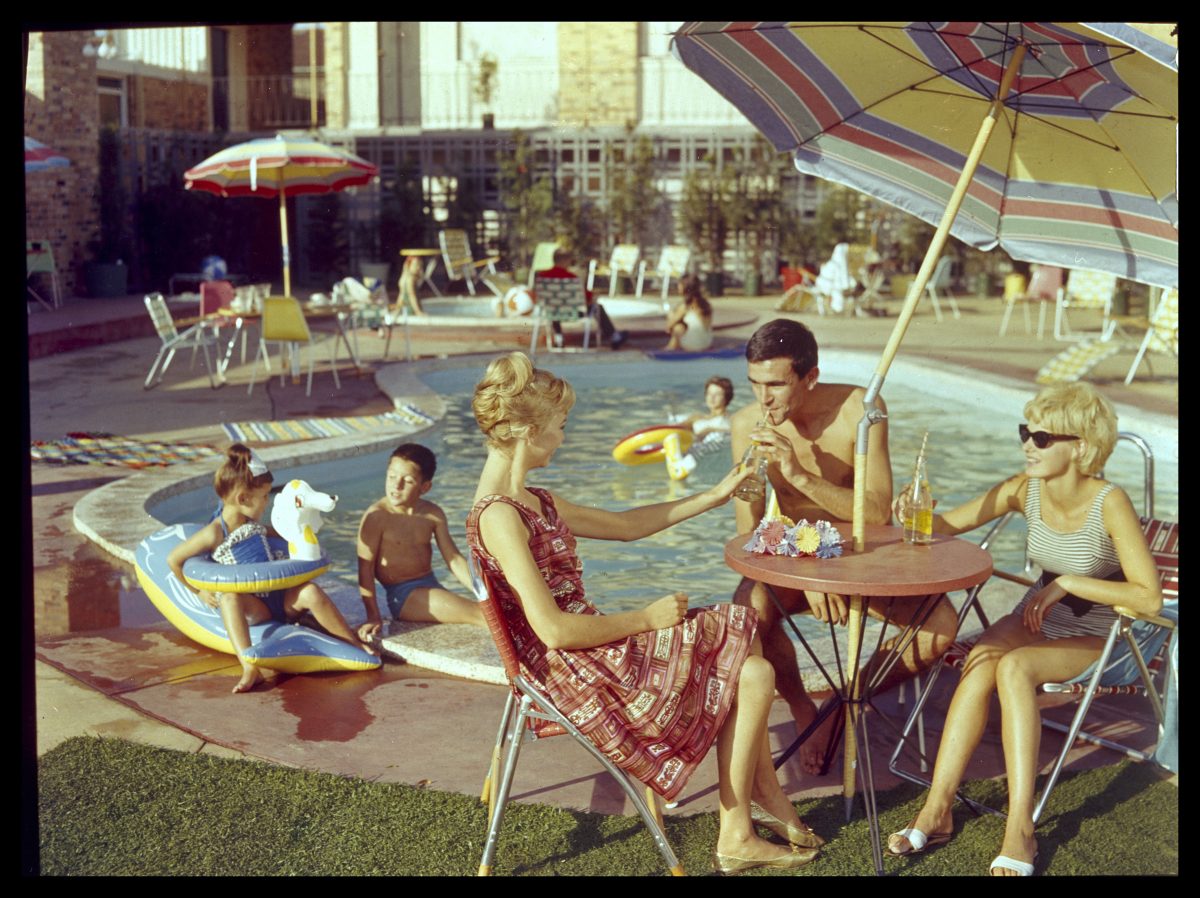 1950s family at swimming pool. Photo:National Archives