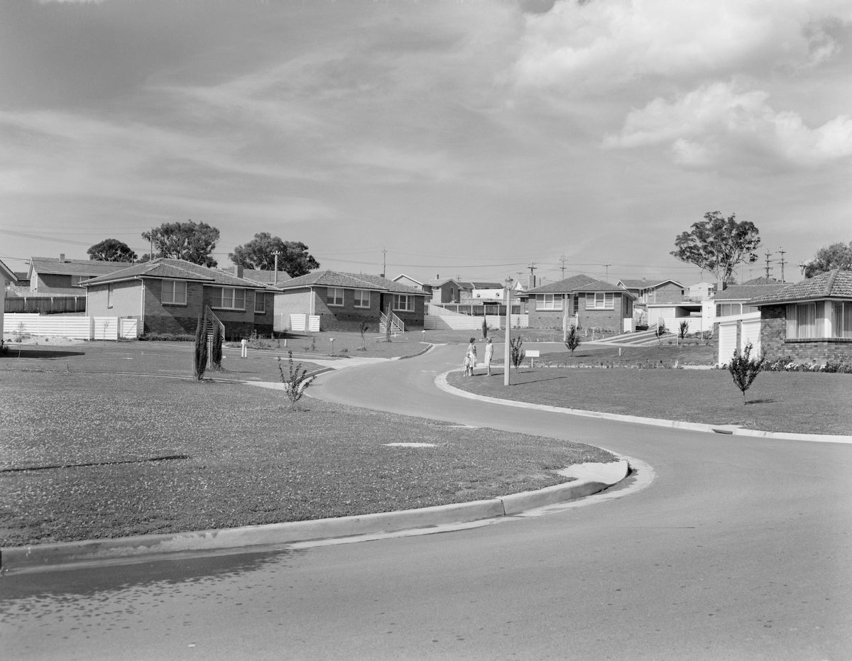 Newly built homes in Hughes, 1964. 