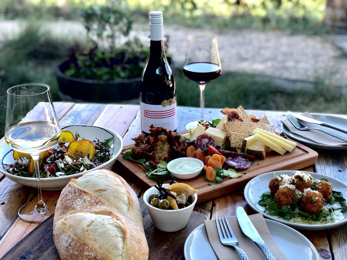 Lerida Estate food and wine spread.