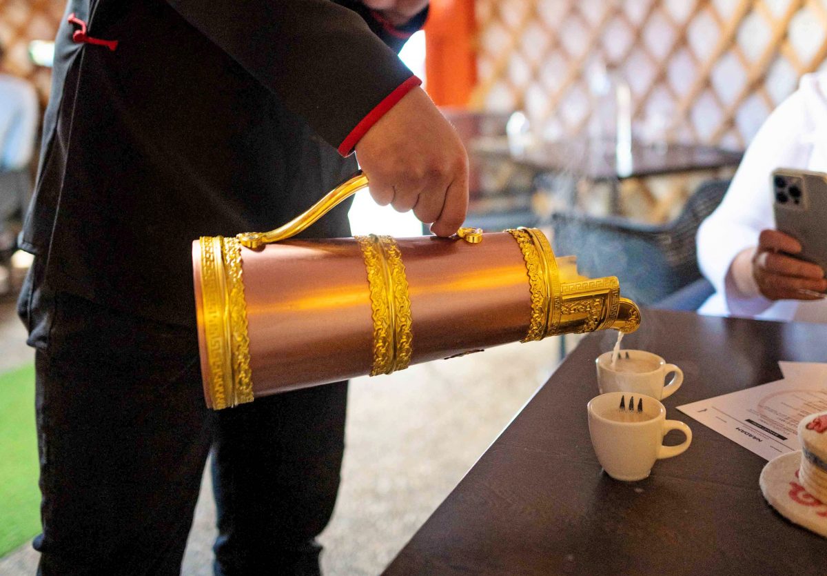 tea being poured 