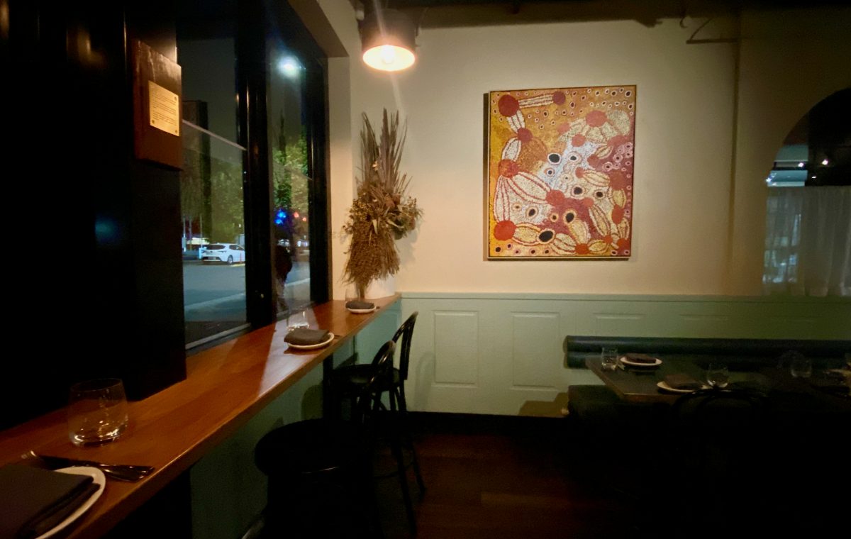 Indigenous artwork in Corella restaurant and bar
