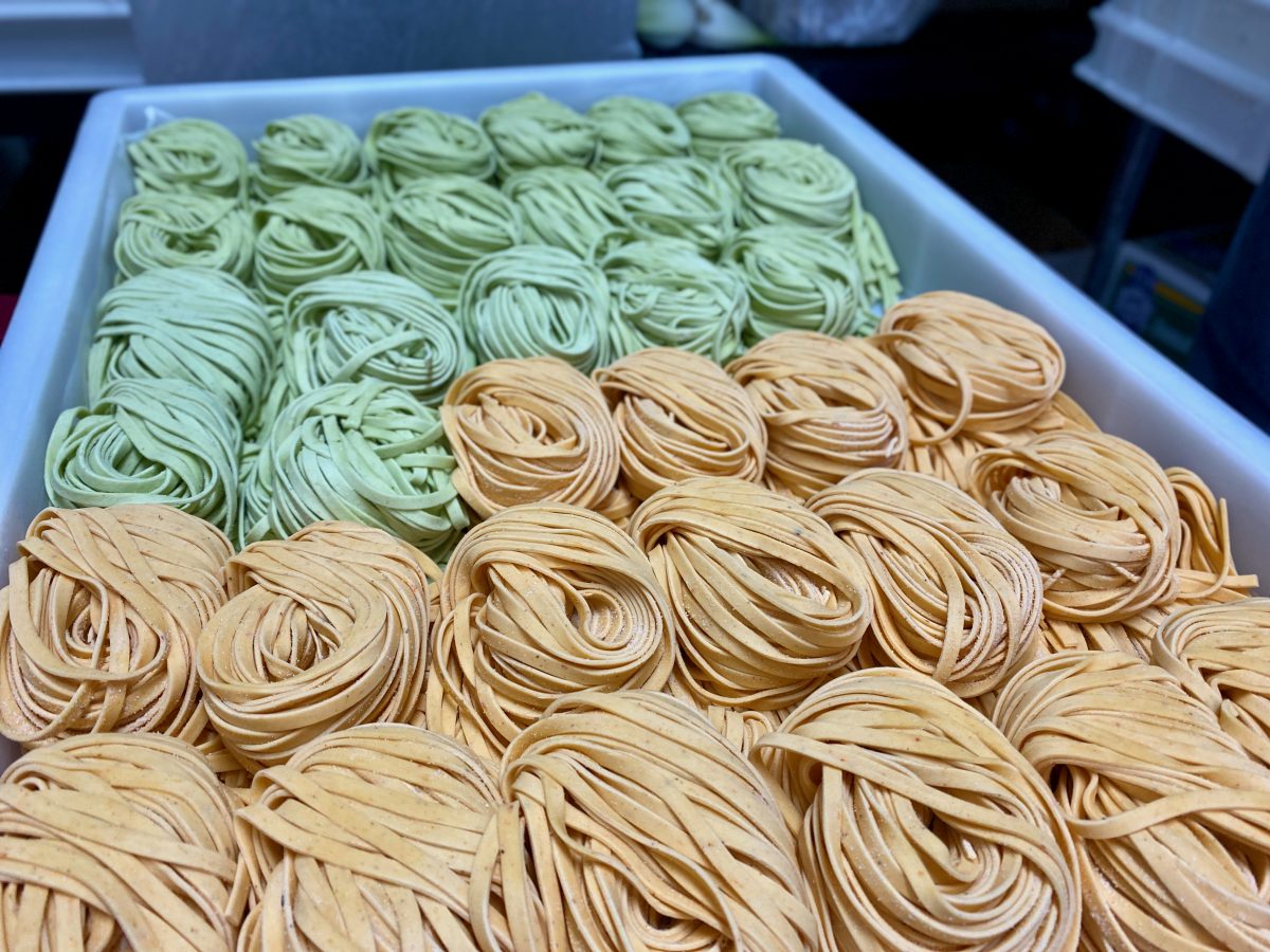 coloured pasta bundles