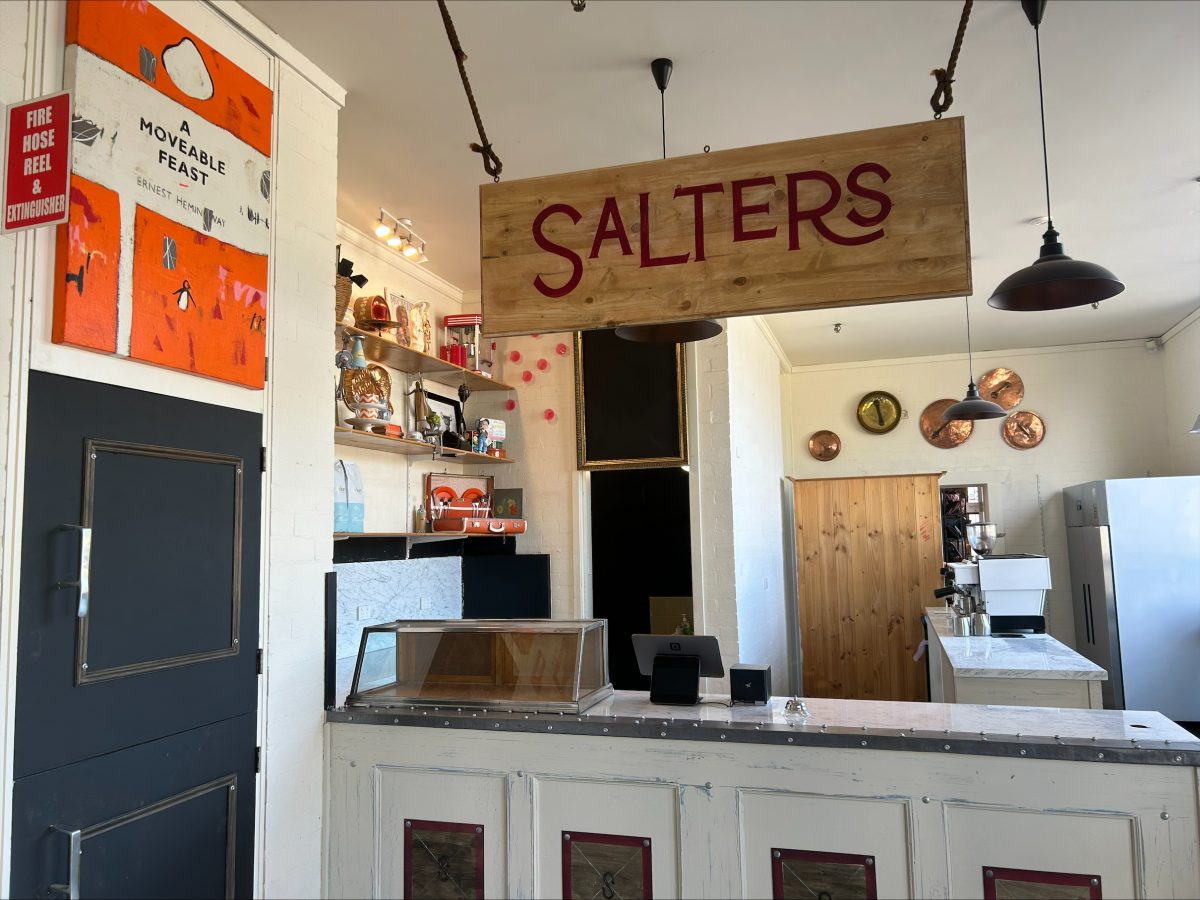 Salters cafe counter and sign