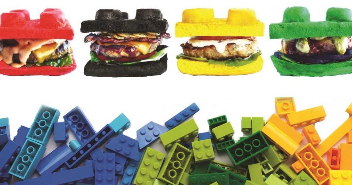 colourful burgers and bricks