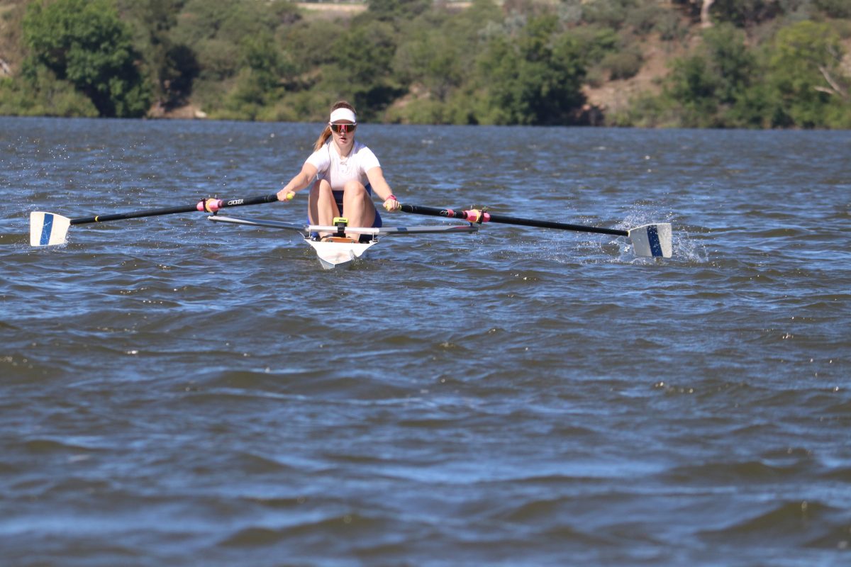 Woman rowing on Lake Burley Griffin