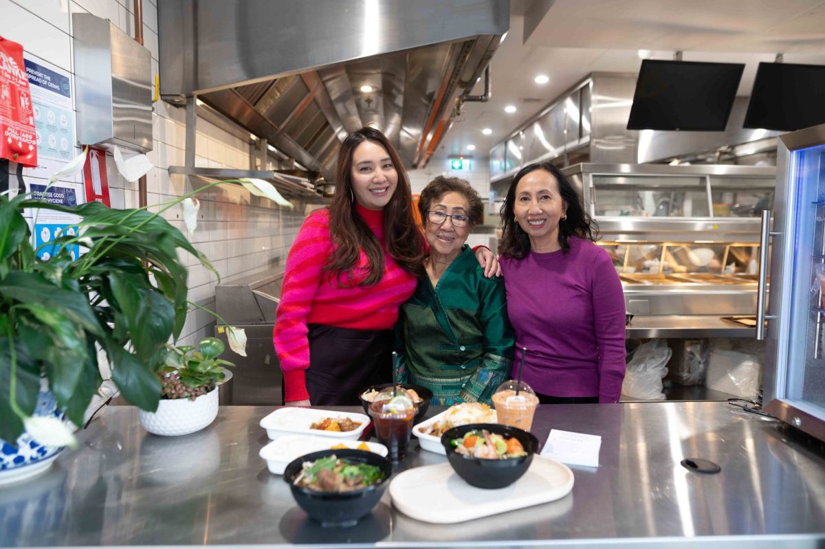 three women in a kitchen