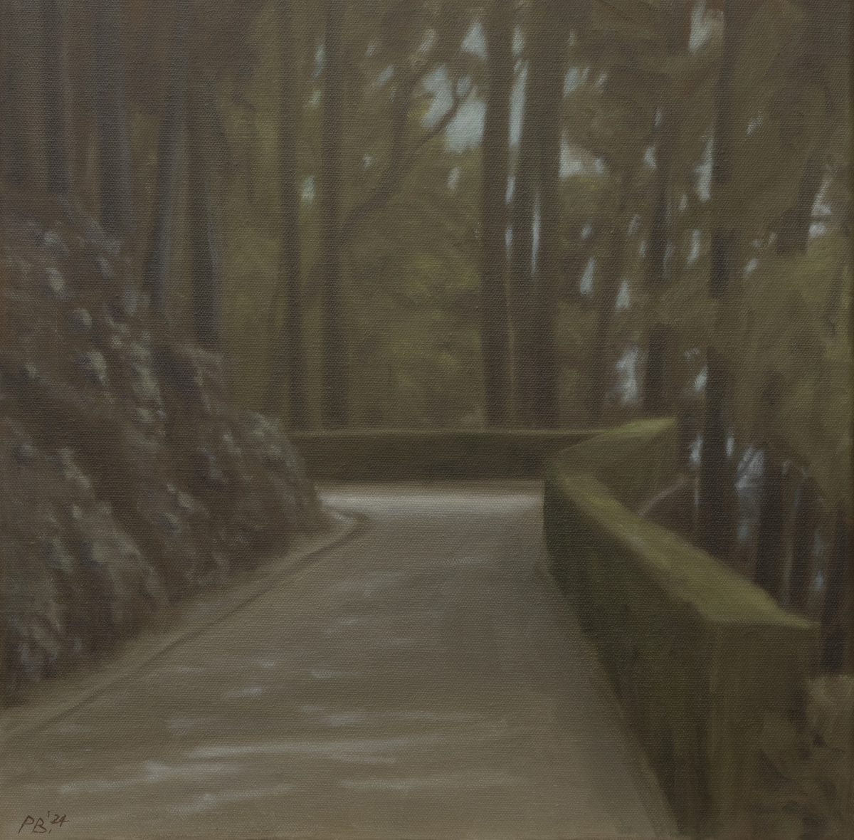 Tonal painting of a path through a park