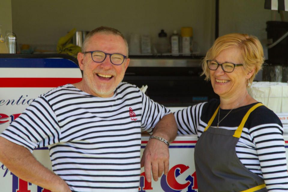 Bruno Paressant and Bronwyn Thomson with their roaming crepe van, Le Petit Breton Crepes.