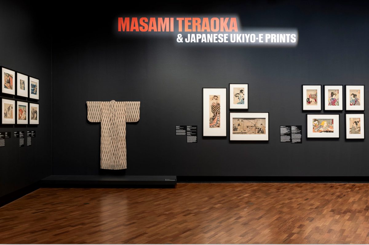 Installation shot of the Masami Teraoka exhibition