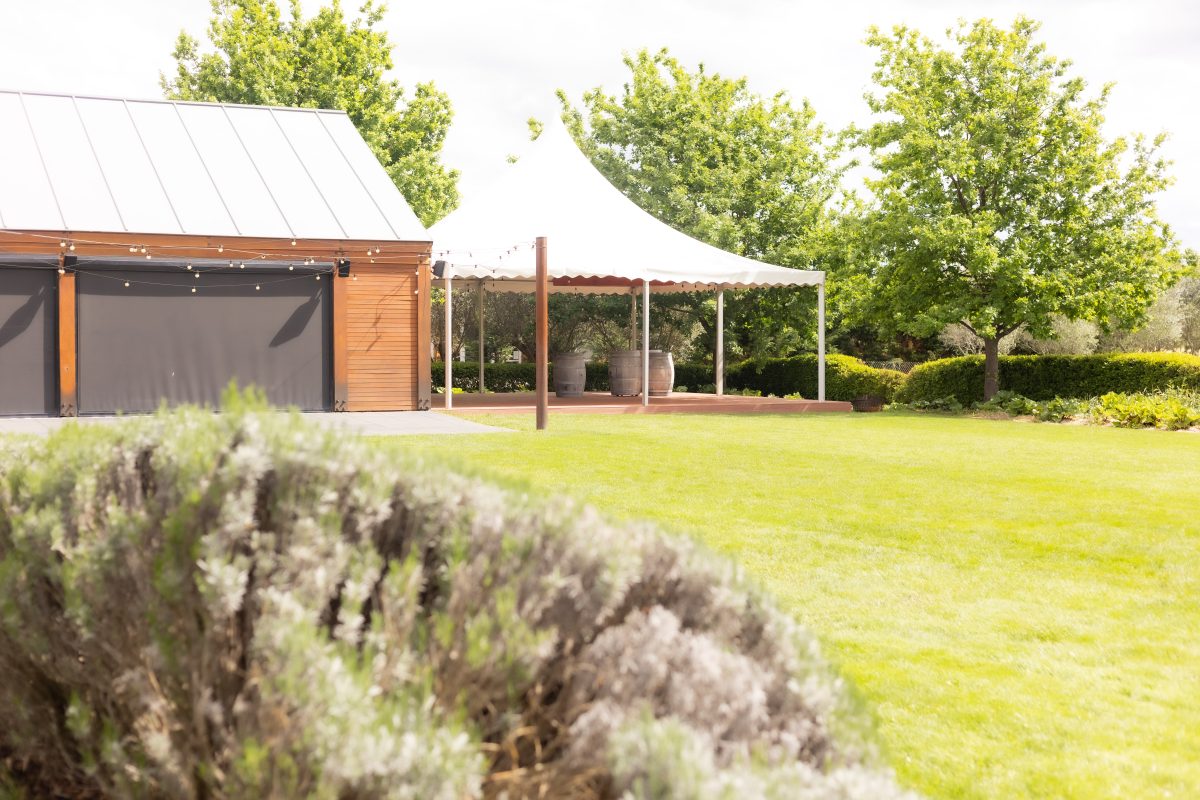 The view of the lawns and marquee.