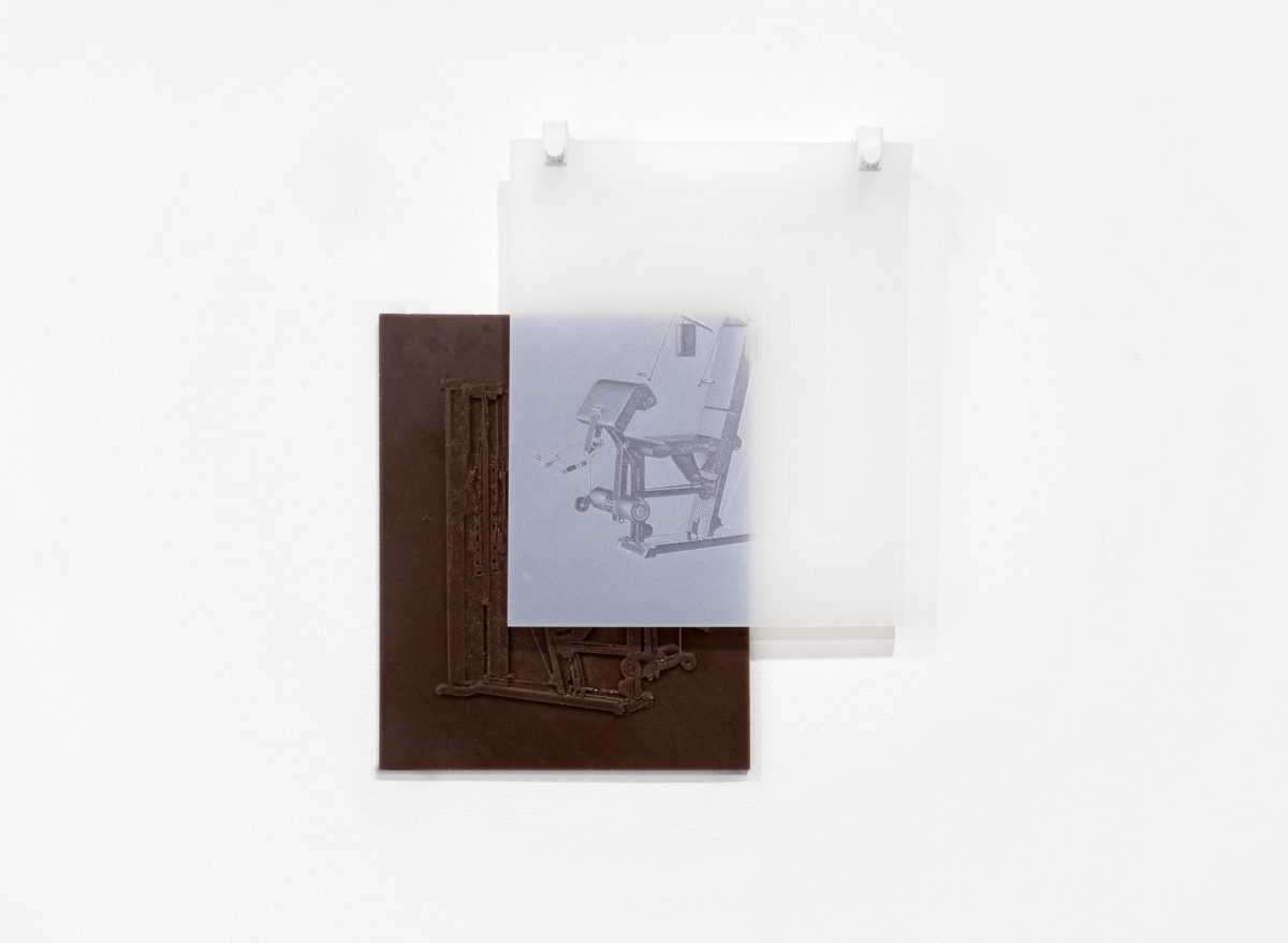 Photograph of overlapping image over a relief sculpture