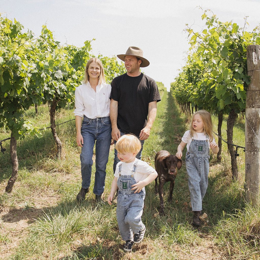 Family in a vineyard.