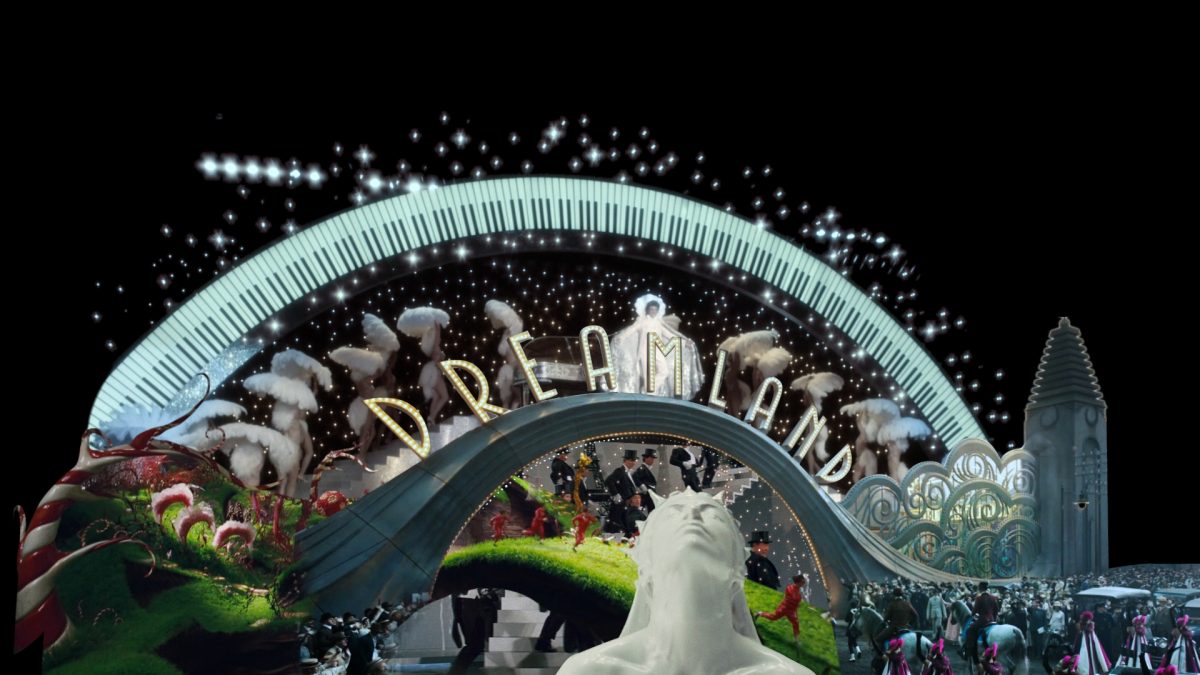 Colour photo with sign Dreamland