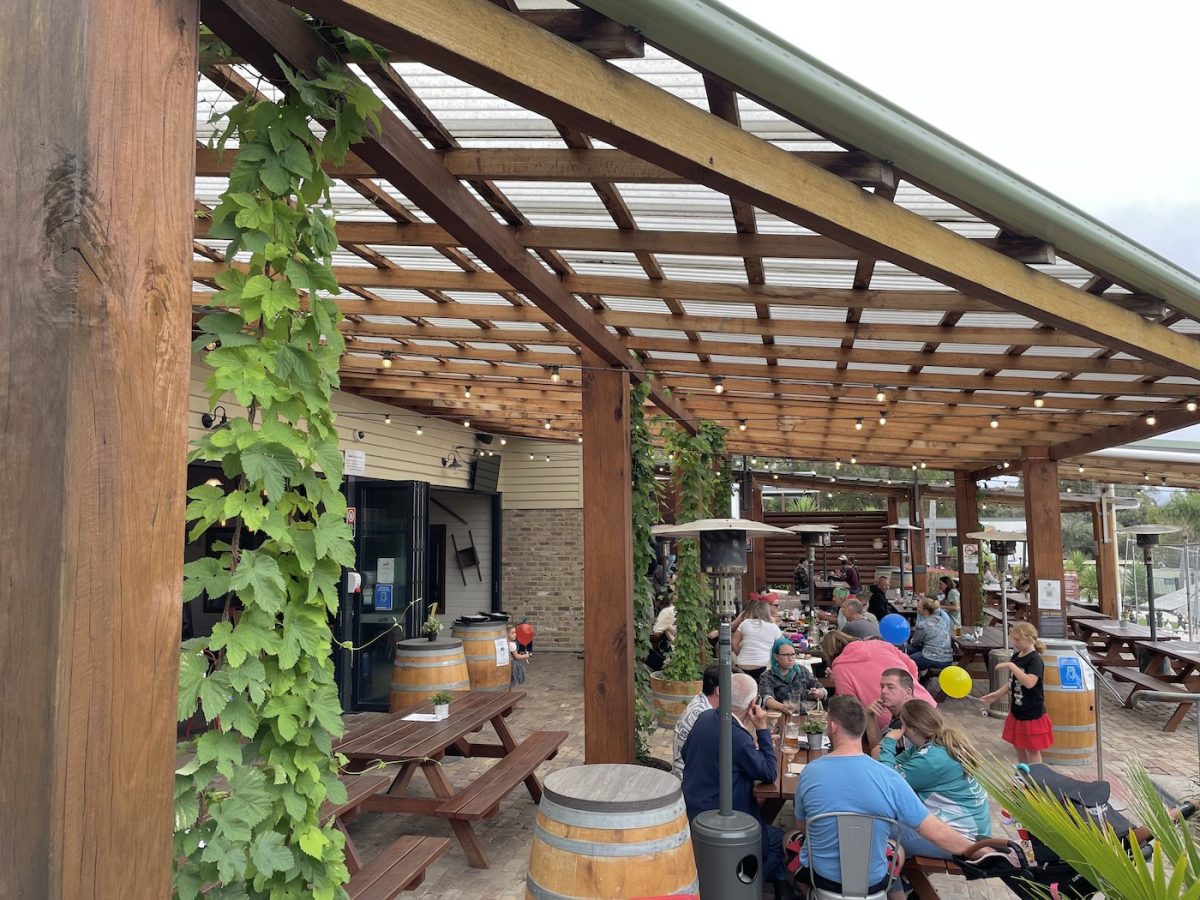 A big buzzy courtyard, plenty on tap and a worthwhile menu, with a music program at Camel Rock Brewery. Photo: Lisa Herbert