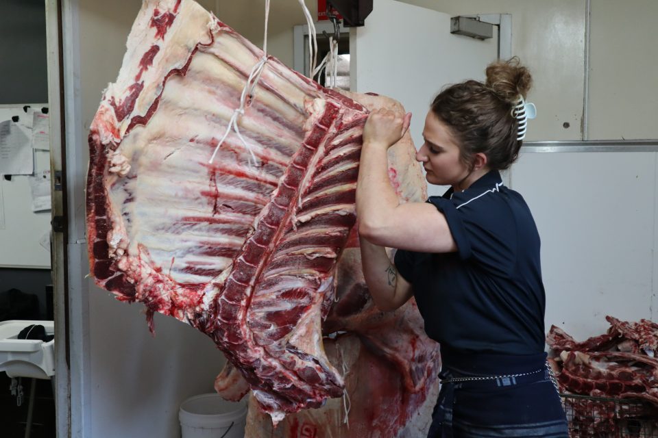 Fully qualified butcher Grace Zorzi at Bungendore Country Butchery.