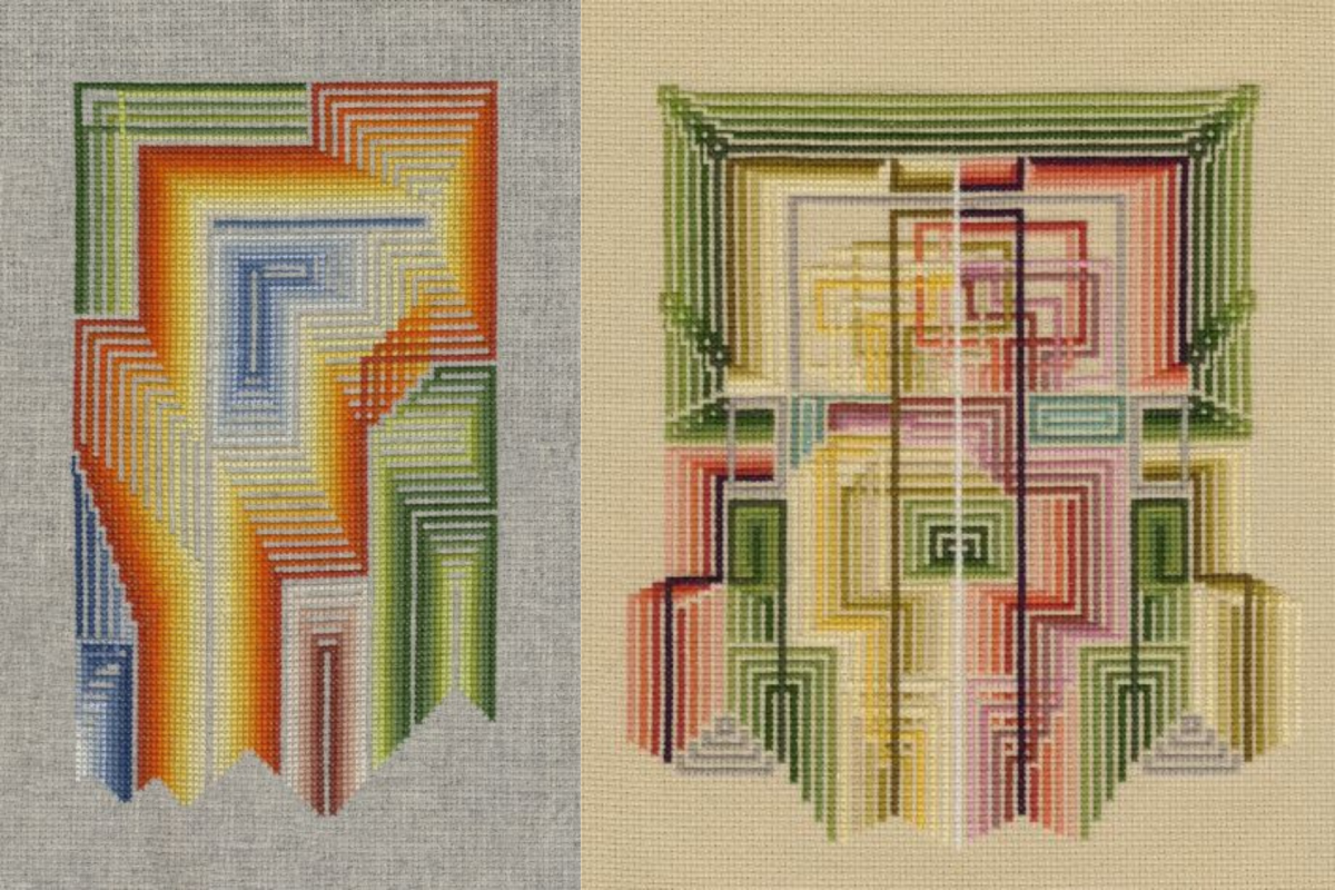 Two pieces of cross-stitch art