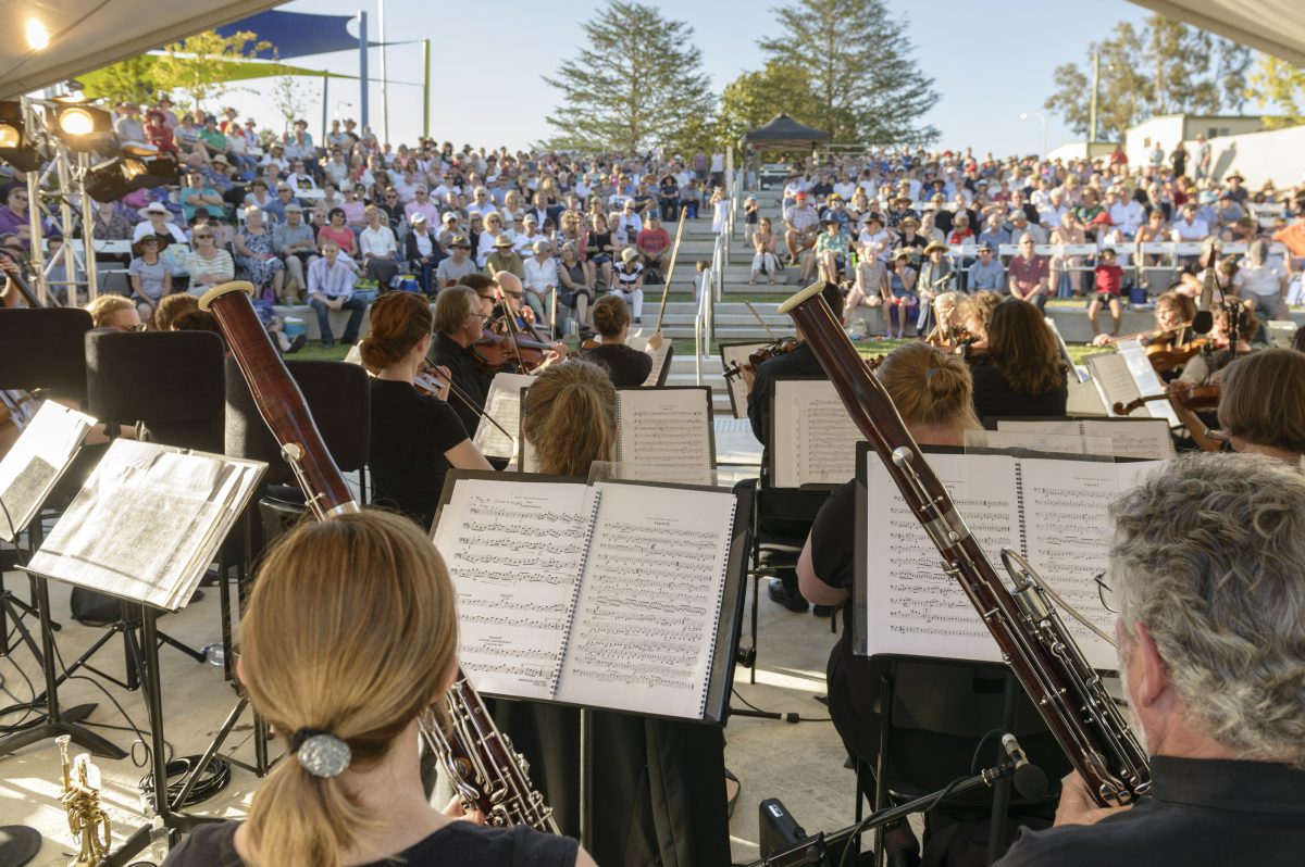 Orchestra playing outdoors
